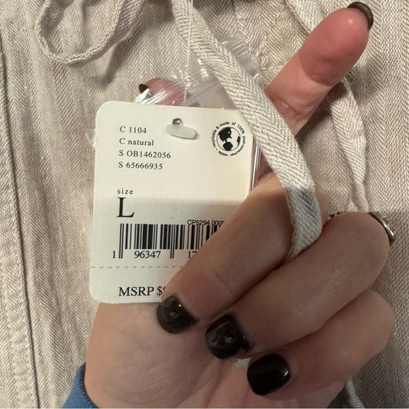 NWT Free People Feelin Good Linen Utility Pant Natural tan pants - Picture 10 of 15